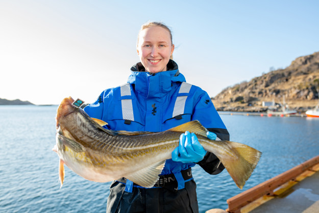 Agnete Skog holder i en torsk